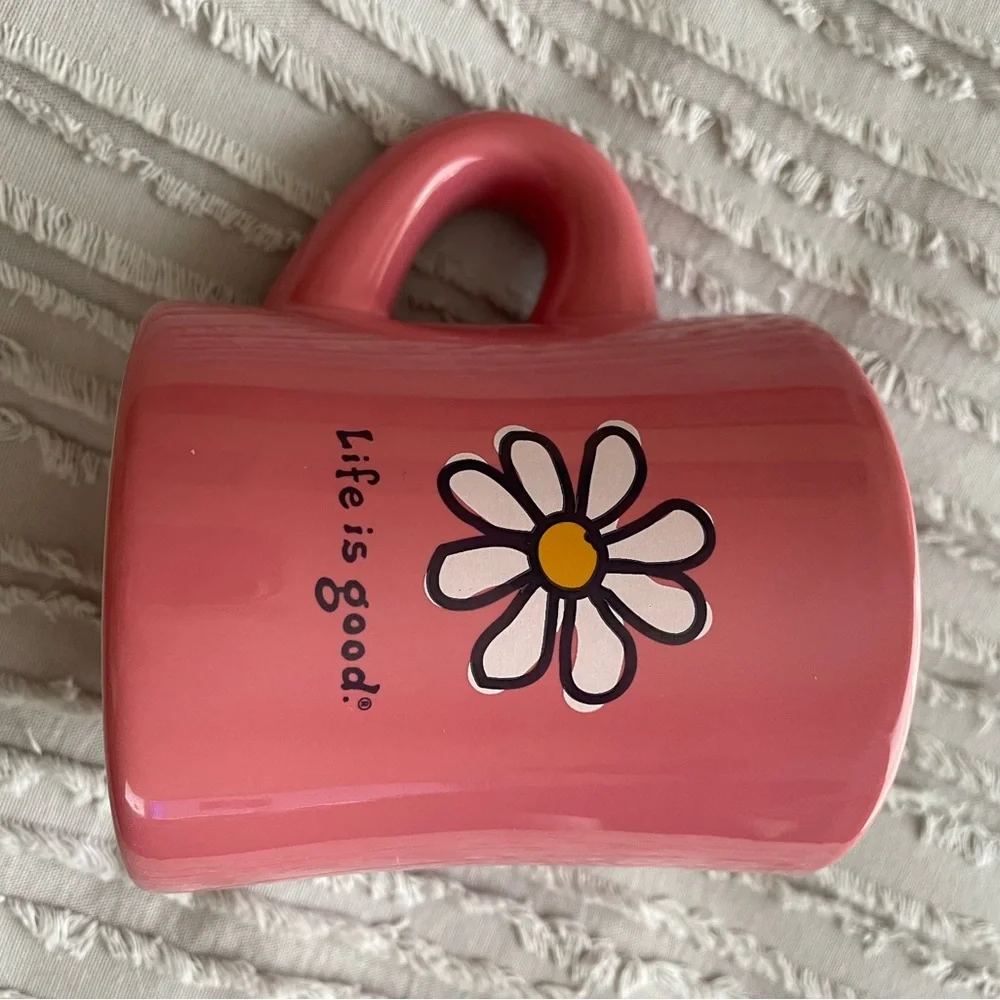 New Life is Good heavy ceramic daisy dinner mug - Picture 2 of 8